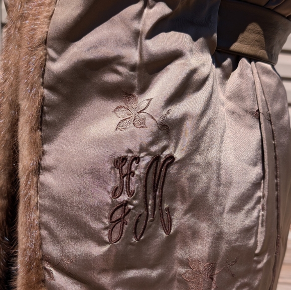 Vintage genuine mink fur jacket Shillitos fur Salon leather belt 50-60s coat - Picture 13 of 17